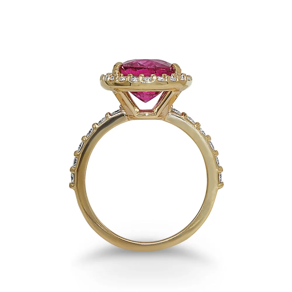 Rubellite Diamond Ring