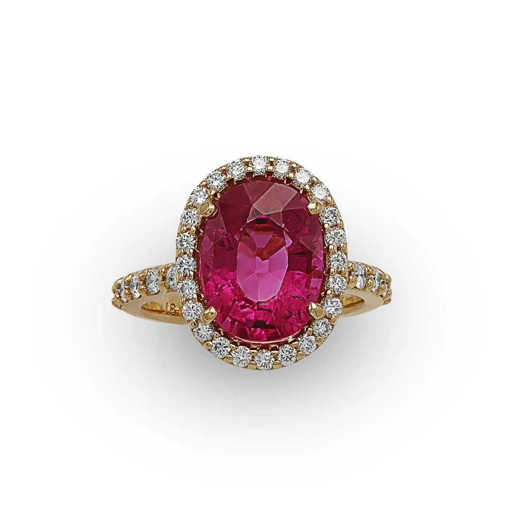 Rubellite Diamond Ring