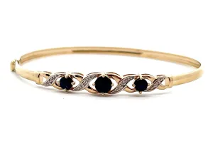 Sapphire & Diamond 9ct Yellow Gold Bangle