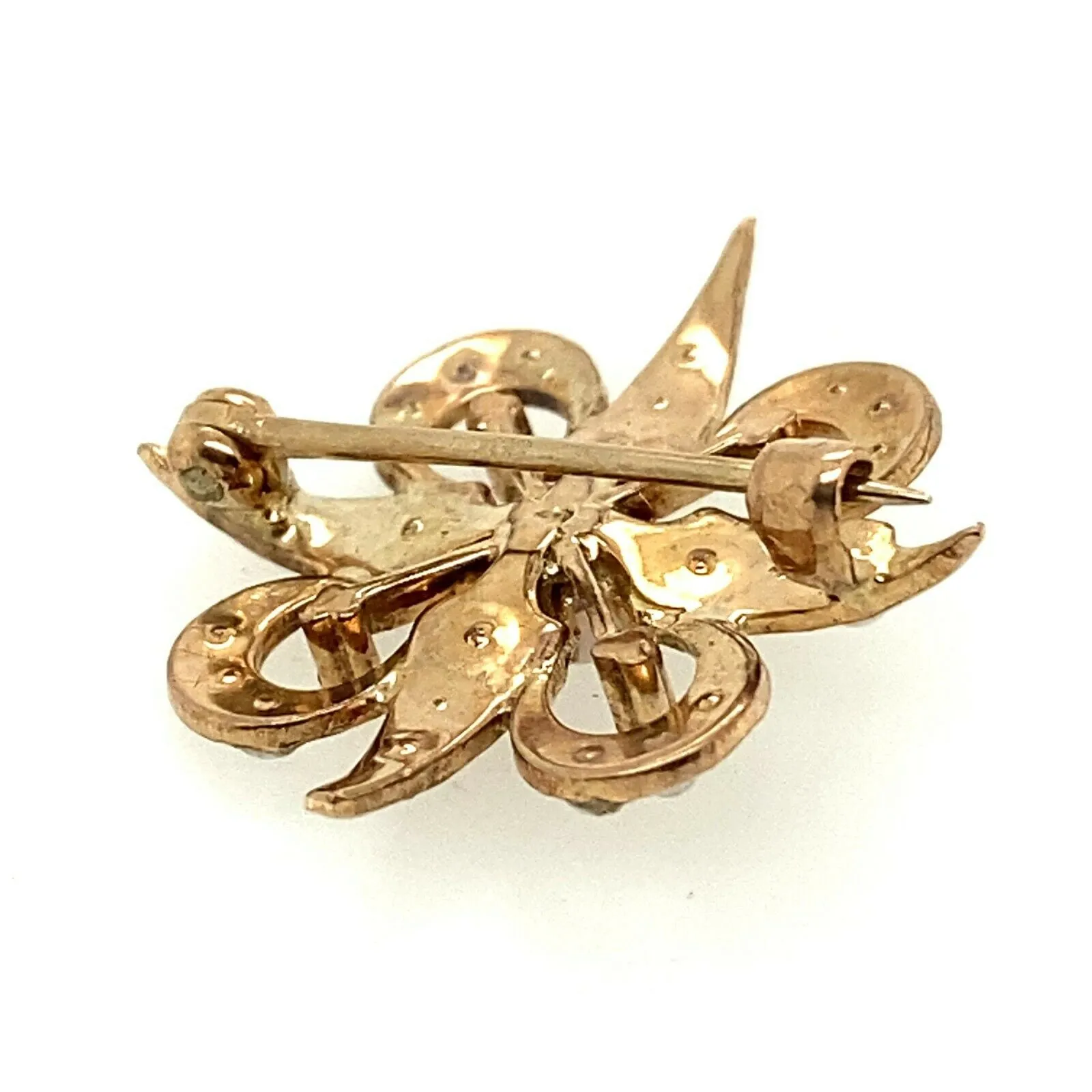 Seed Pearl Art Nouveau Style 9ct Yellow Gold Brooch