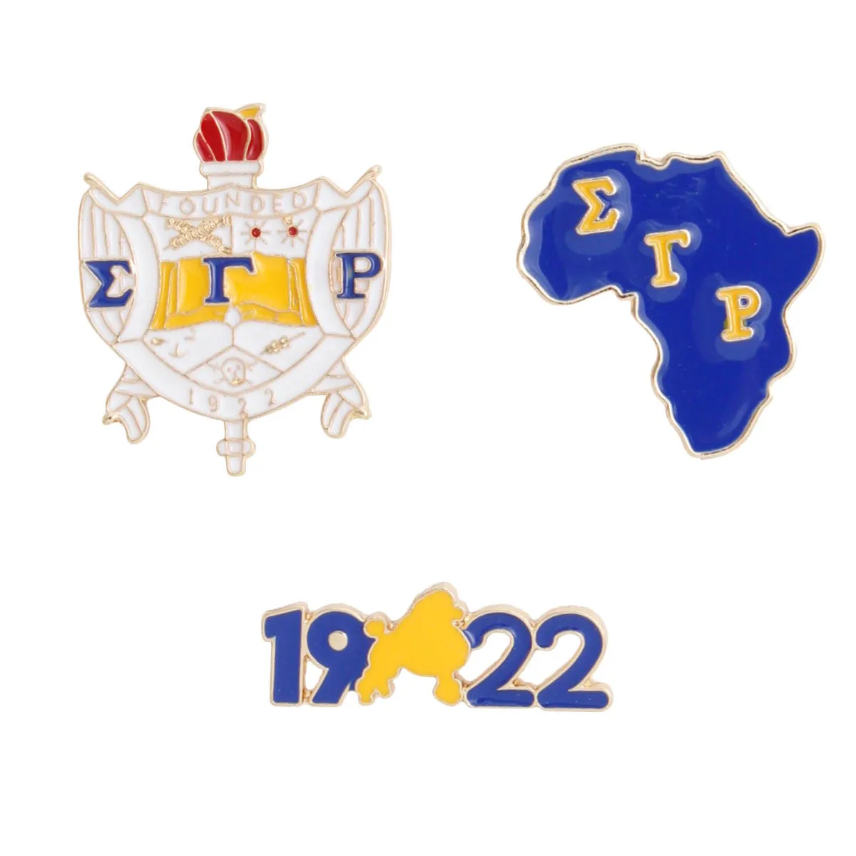 Sigma Gamma Rho Sorority Pin Set Blue Gold SGRHO