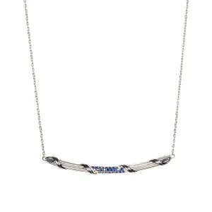 Signature Classic Bar Necklace with blue sapphires in sterling silver