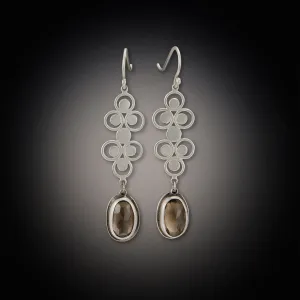 Silver Filigree Earrings with Smoky Quartz