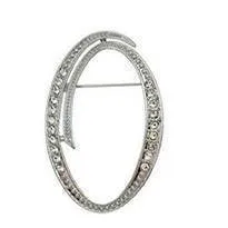 Silver O-Z Letter Crystal metal Brooch