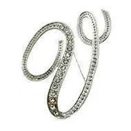 Silver O-Z Letter Crystal metal Brooch