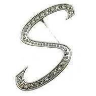 Silver O-Z Letter Crystal metal Brooch