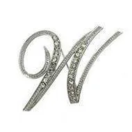 Silver O-Z Letter Crystal metal Brooch