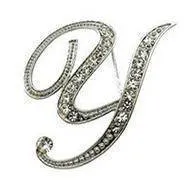 Silver O-Z Letter Crystal metal Brooch