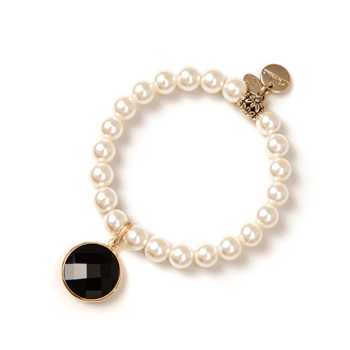 SODINI ELASTIC BRACELETS WITH SHINY PEARLS AND BRILLIANT CRYSTAL IN MULTI