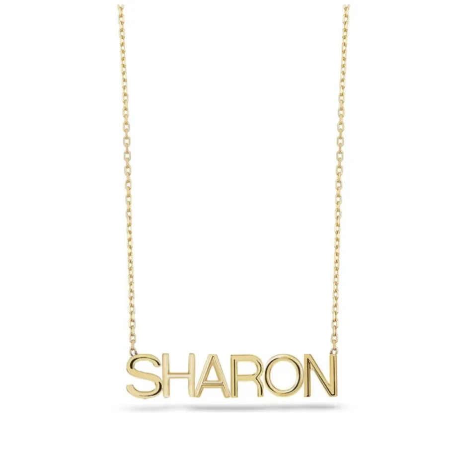 Solid Gold Single Name Necklace