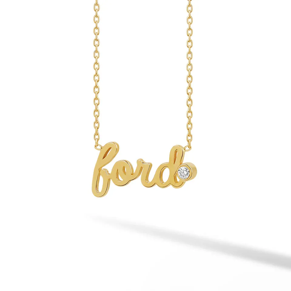 Solid Gold Single Name Necklace