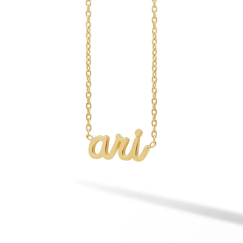 Solid Gold Single Name Necklace