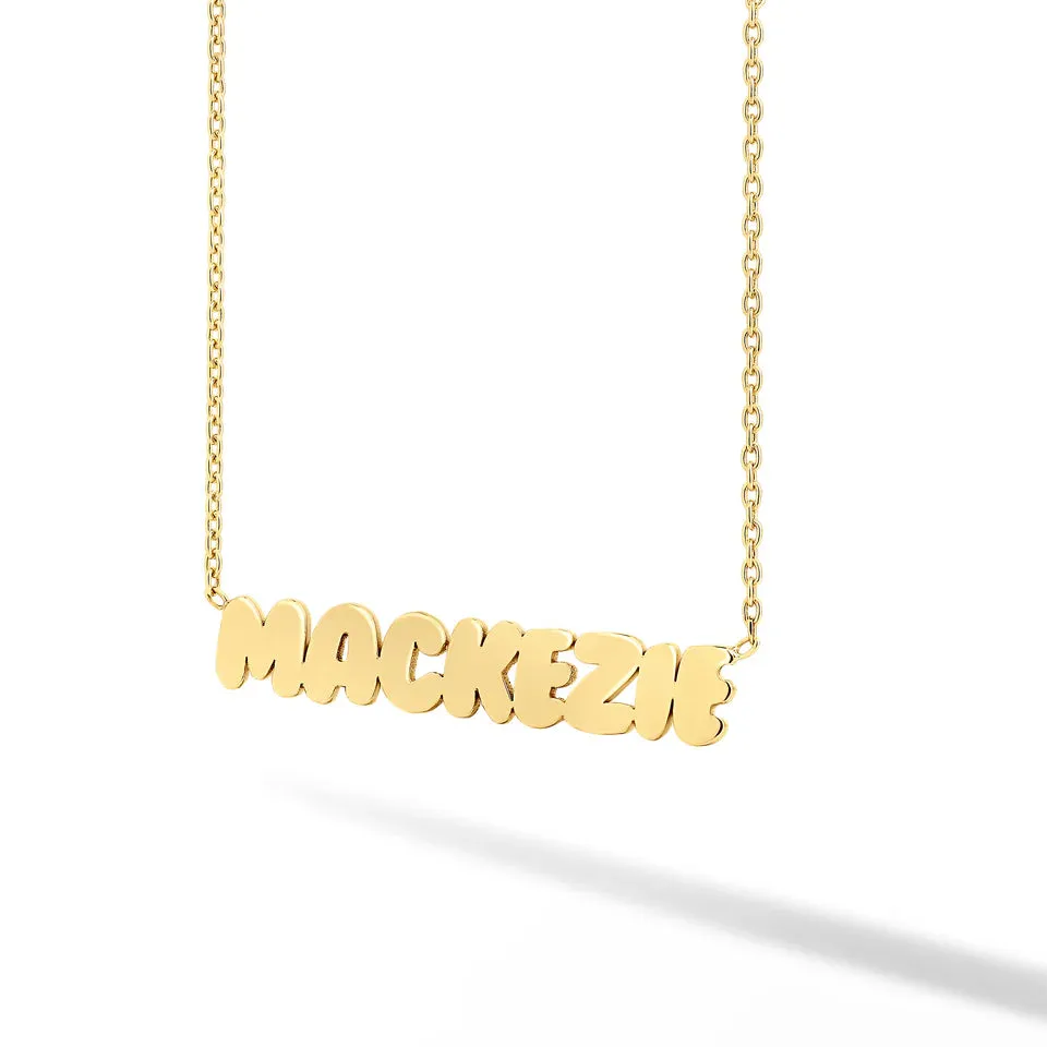 Solid Gold Single Name Necklace