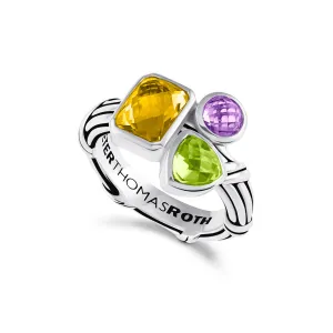 Sorbetto Multicolor Gemstone Ring in sterling silver with citrine, peridot and amethyst