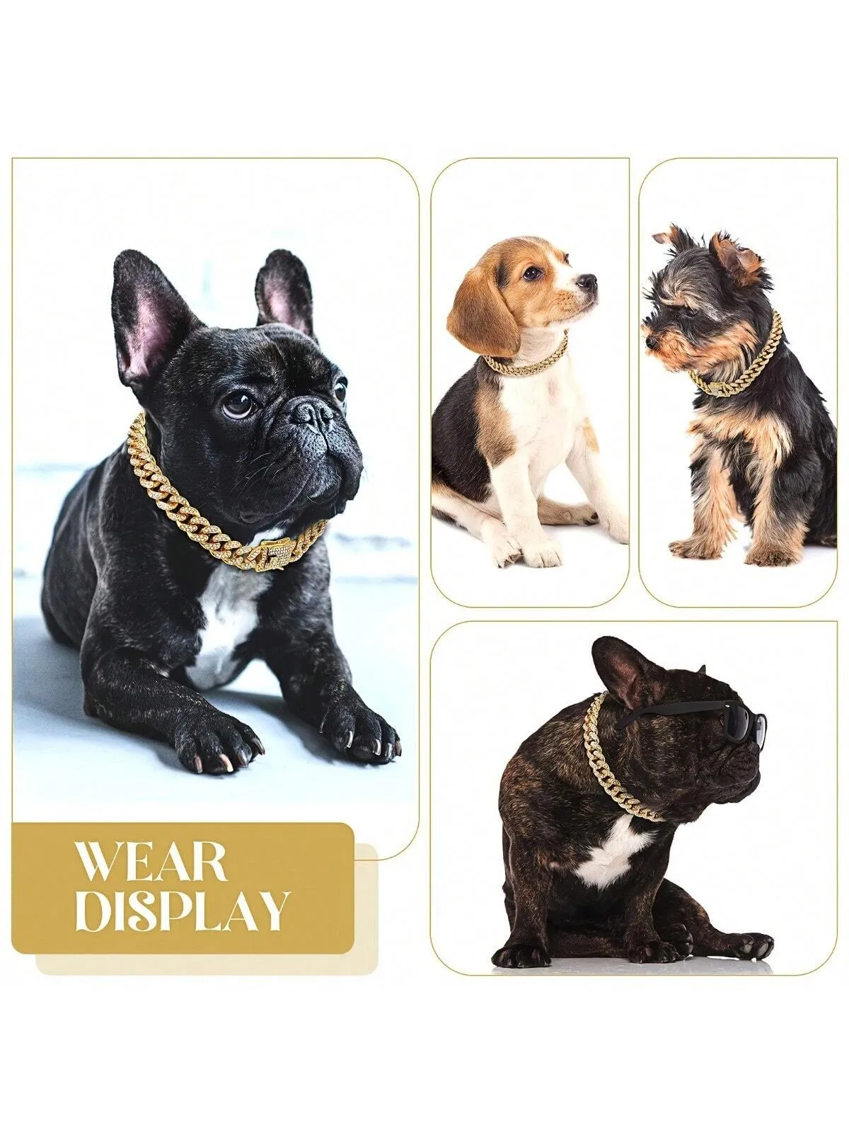 Sparkling Diamondoid Dog Collar: Secure Metal Chain & Buckle for Stylish Walks!