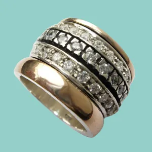 Spinner ring for women, gold spinner ring, cz zirconia ring , cocktail zircons ring