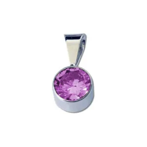 Sterling Silver 4mm Purple CZ Birthstone Pendant (Feb)