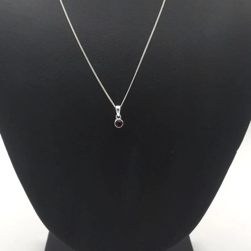 Sterling Silver 4mm Purple CZ Birthstone Pendant (Feb)