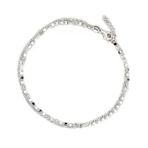 Sterling Silver Double Strand Valentino/Rolo Anklet