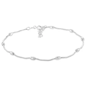 Sterling Silver Fancy Link Bead 25cm Anklet