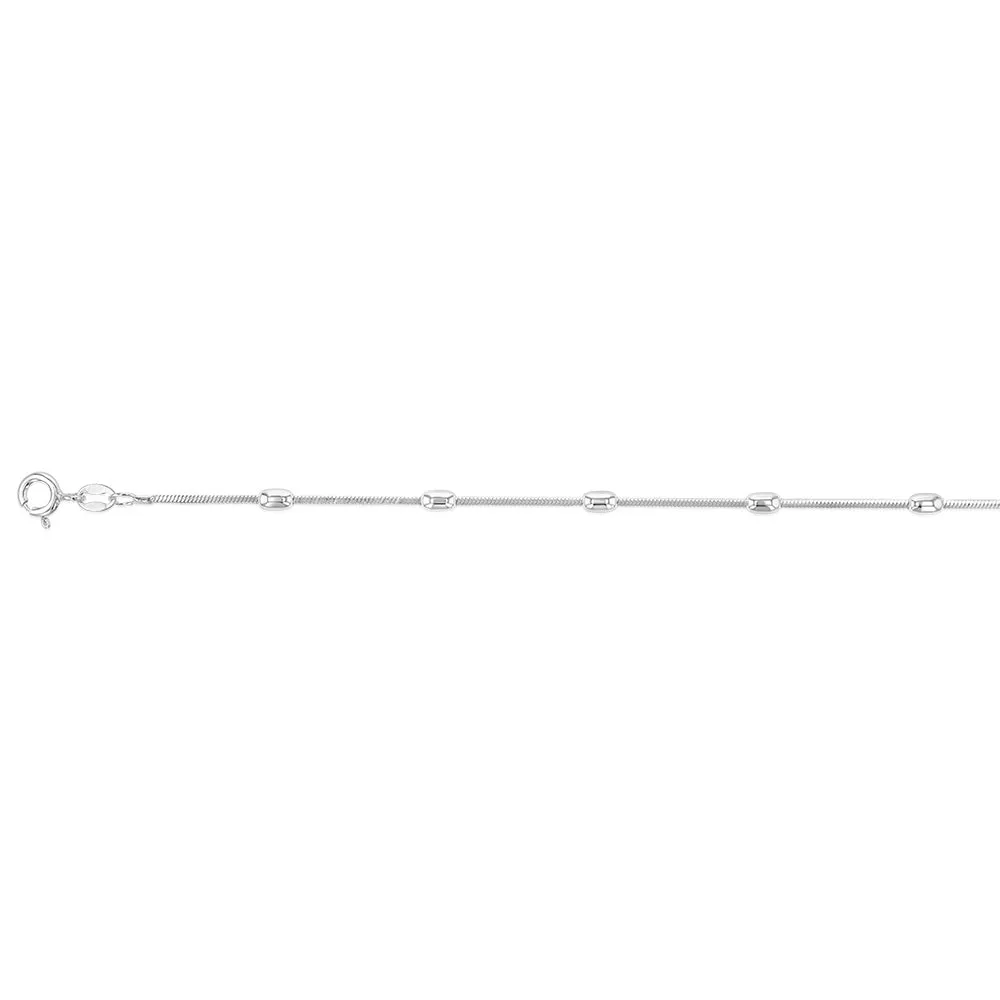 Sterling Silver Fancy Link Bead 25cm Anklet