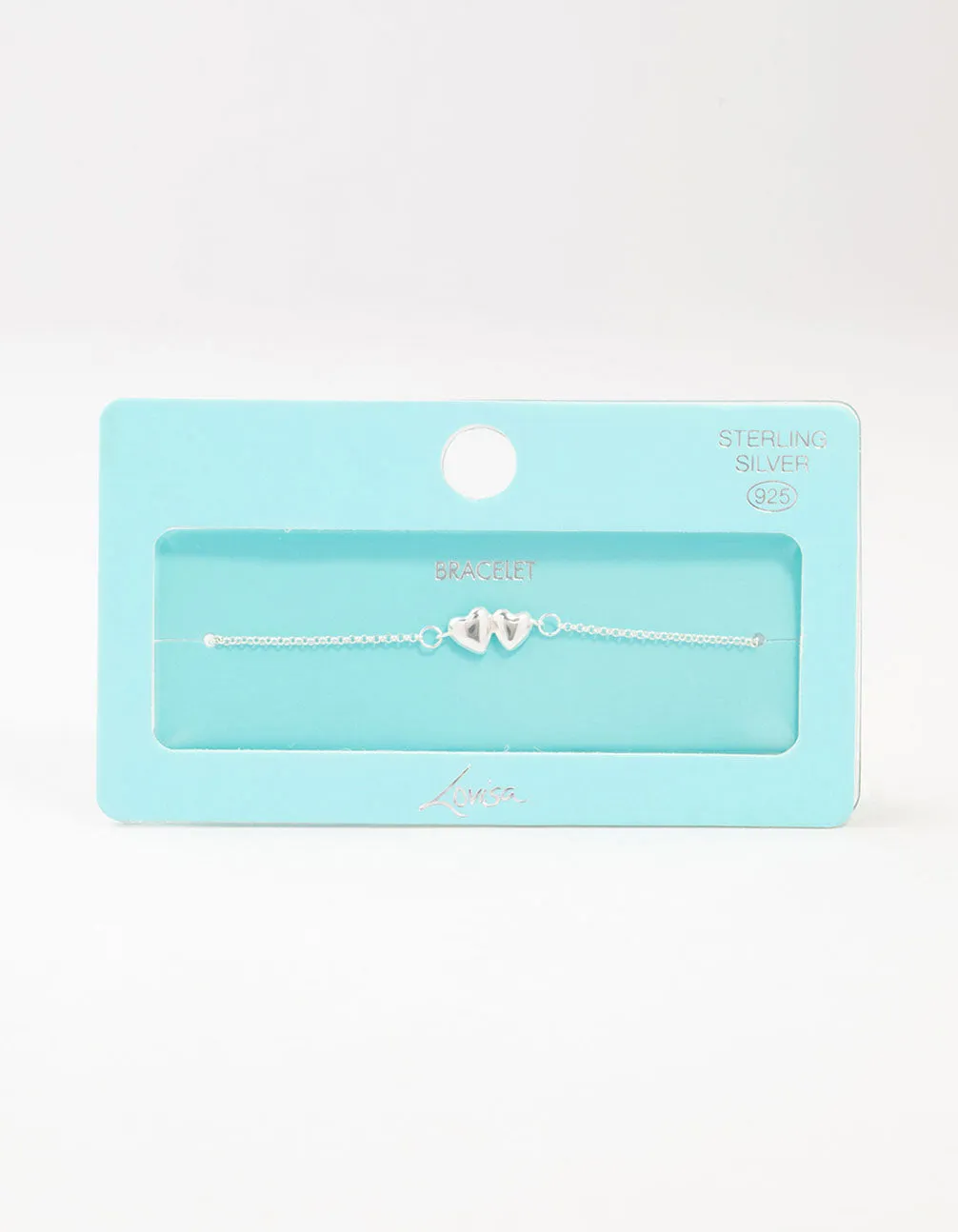 Sterling Silver Paired Puffy Heart Bracelet