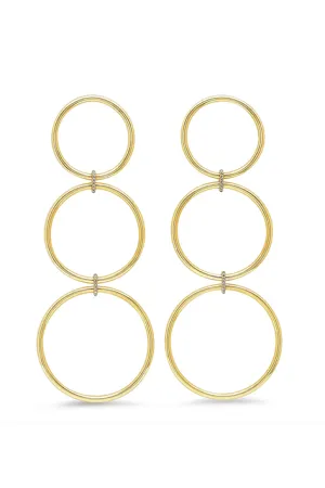 Triple Loop Earrings with Diamond Links