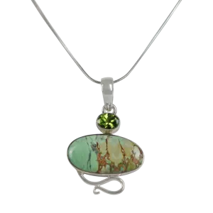 Truly Exquisite Sterling Silver Statement Pendant with a Beautiful and Rare Variscite Crystal as the Main Stone.