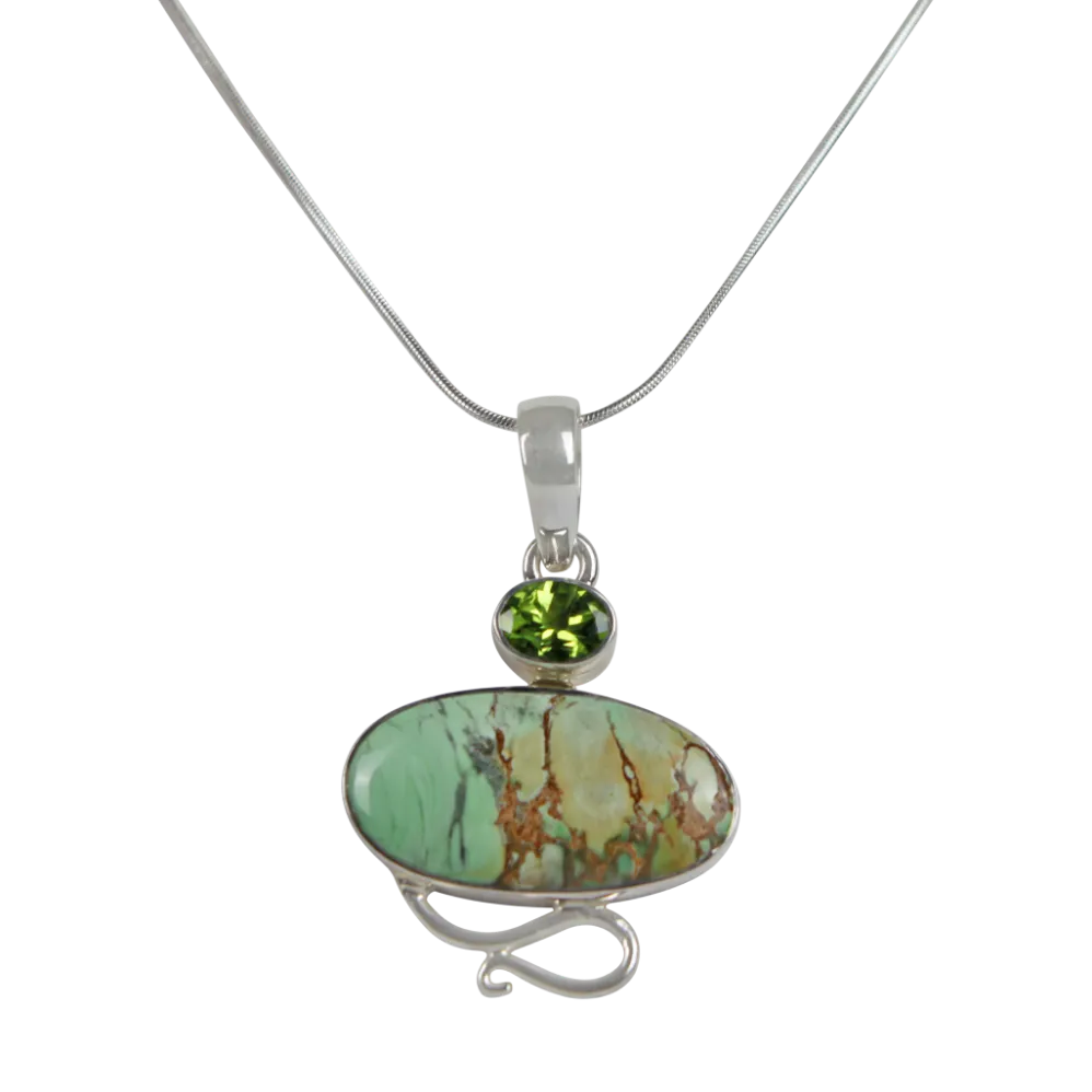 Truly Exquisite Sterling Silver Statement Pendant with a Beautiful and Rare Variscite Crystal as the Main Stone.