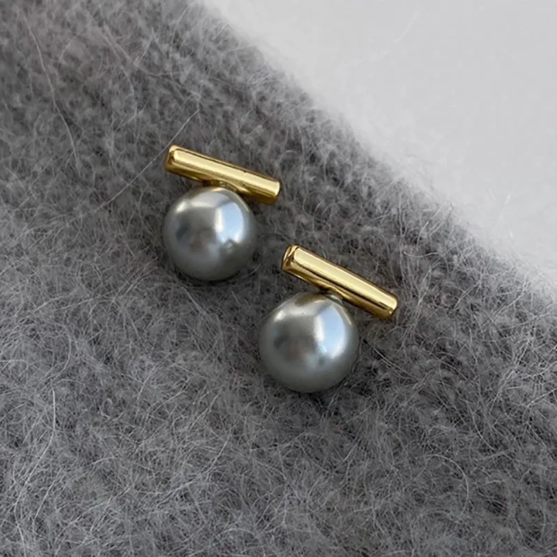 VAIGE Elegant Gold Pearl Stud Earrings