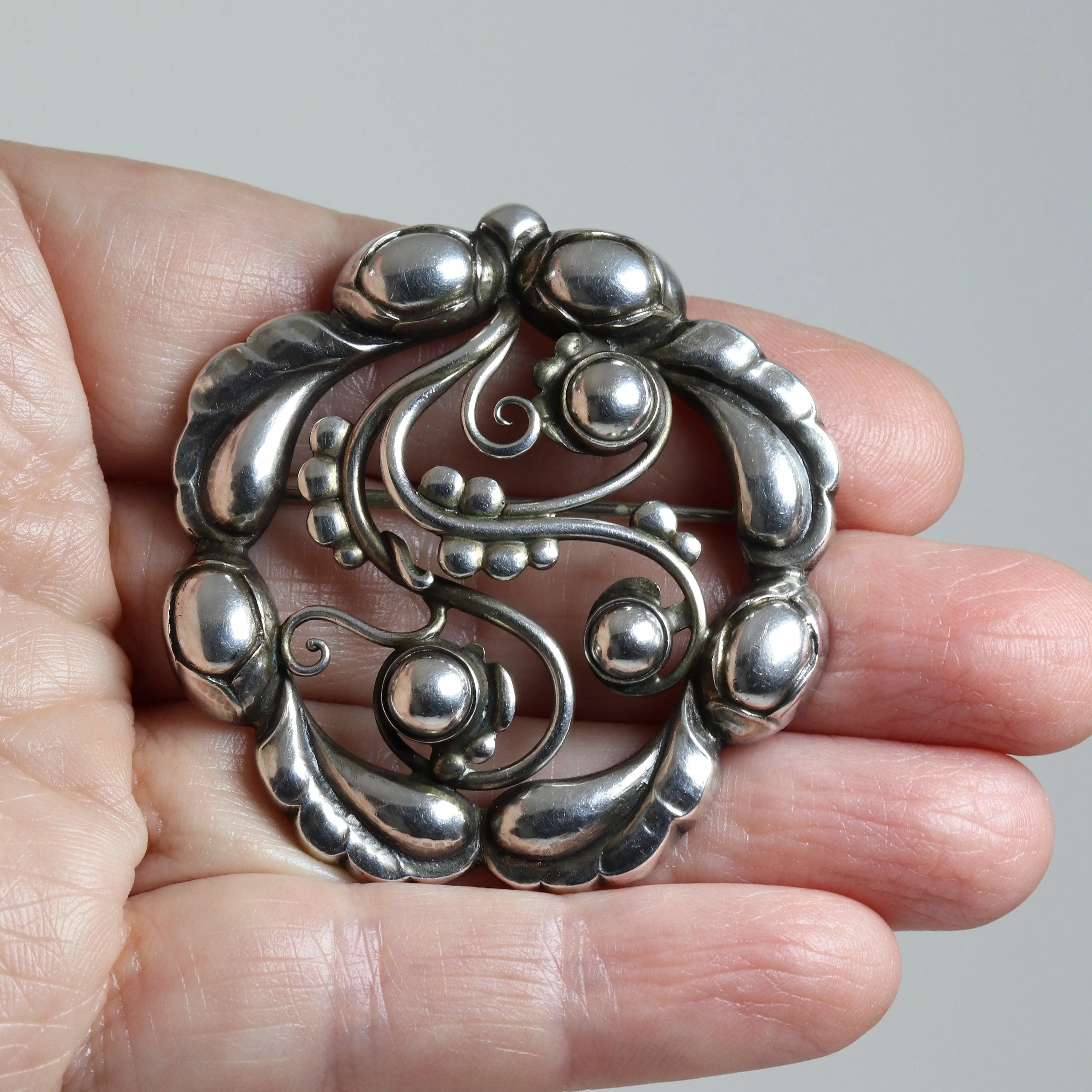 Vintage Georg Jensen Jewelry | Moonlight Blossom Art Nouveau Brooch 159