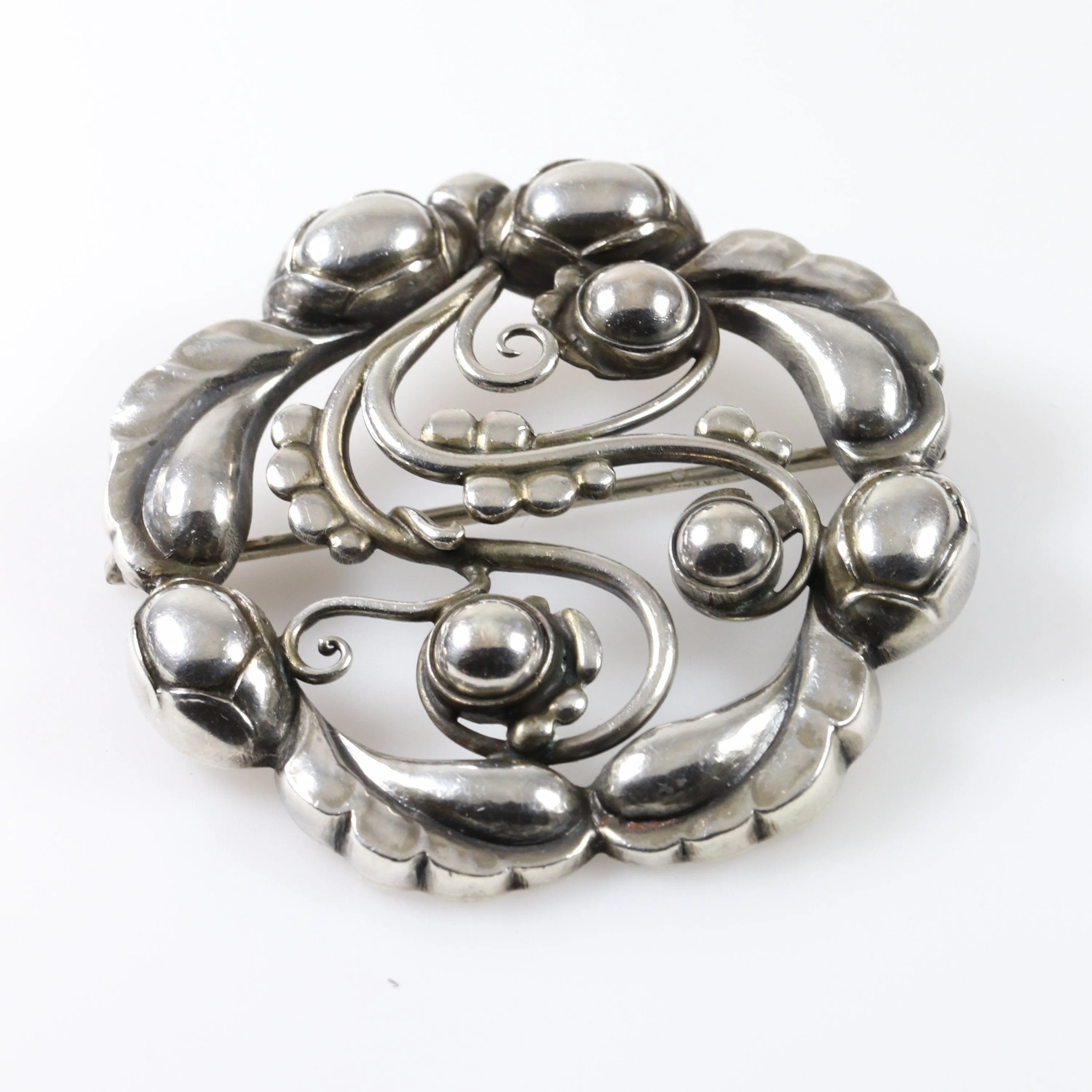 Vintage Georg Jensen Jewelry | Moonlight Blossom Art Nouveau Brooch 159