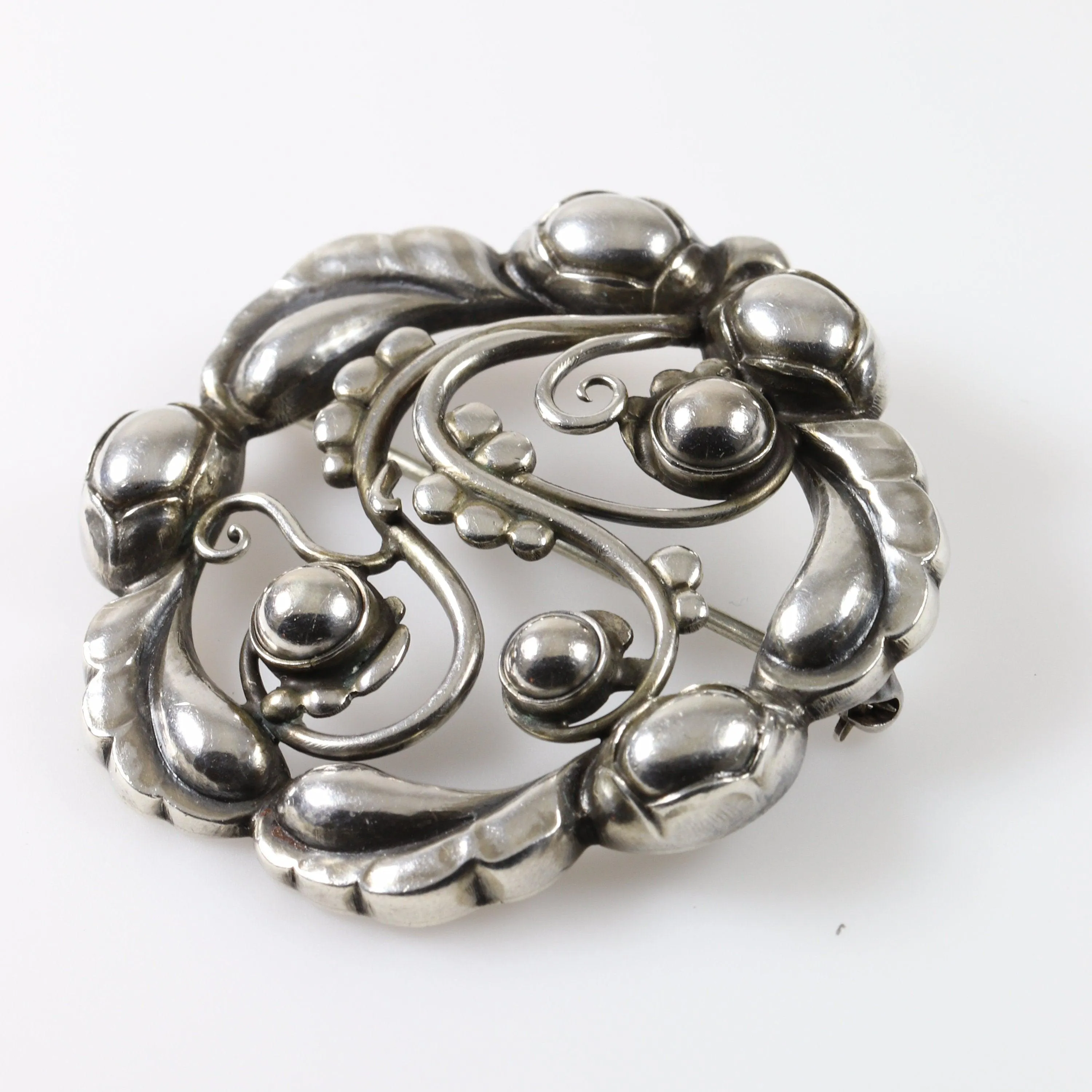 Vintage Georg Jensen Jewelry | Moonlight Blossom Art Nouveau Brooch 159