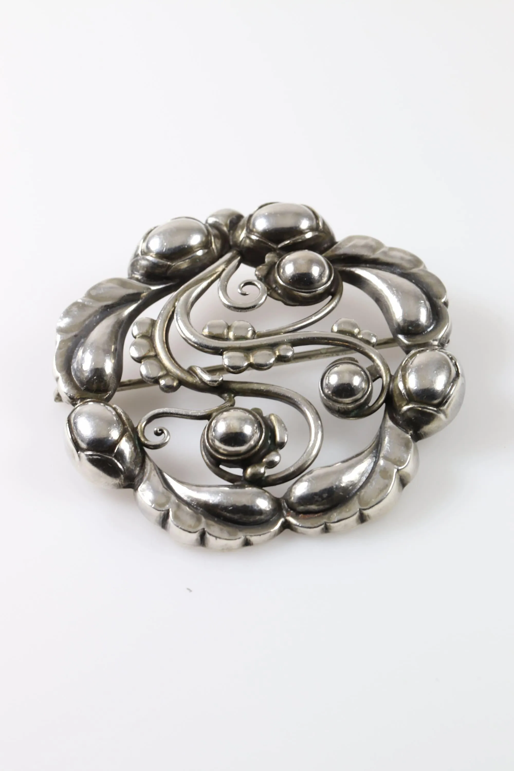 Vintage Georg Jensen Jewelry | Moonlight Blossom Art Nouveau Brooch 159