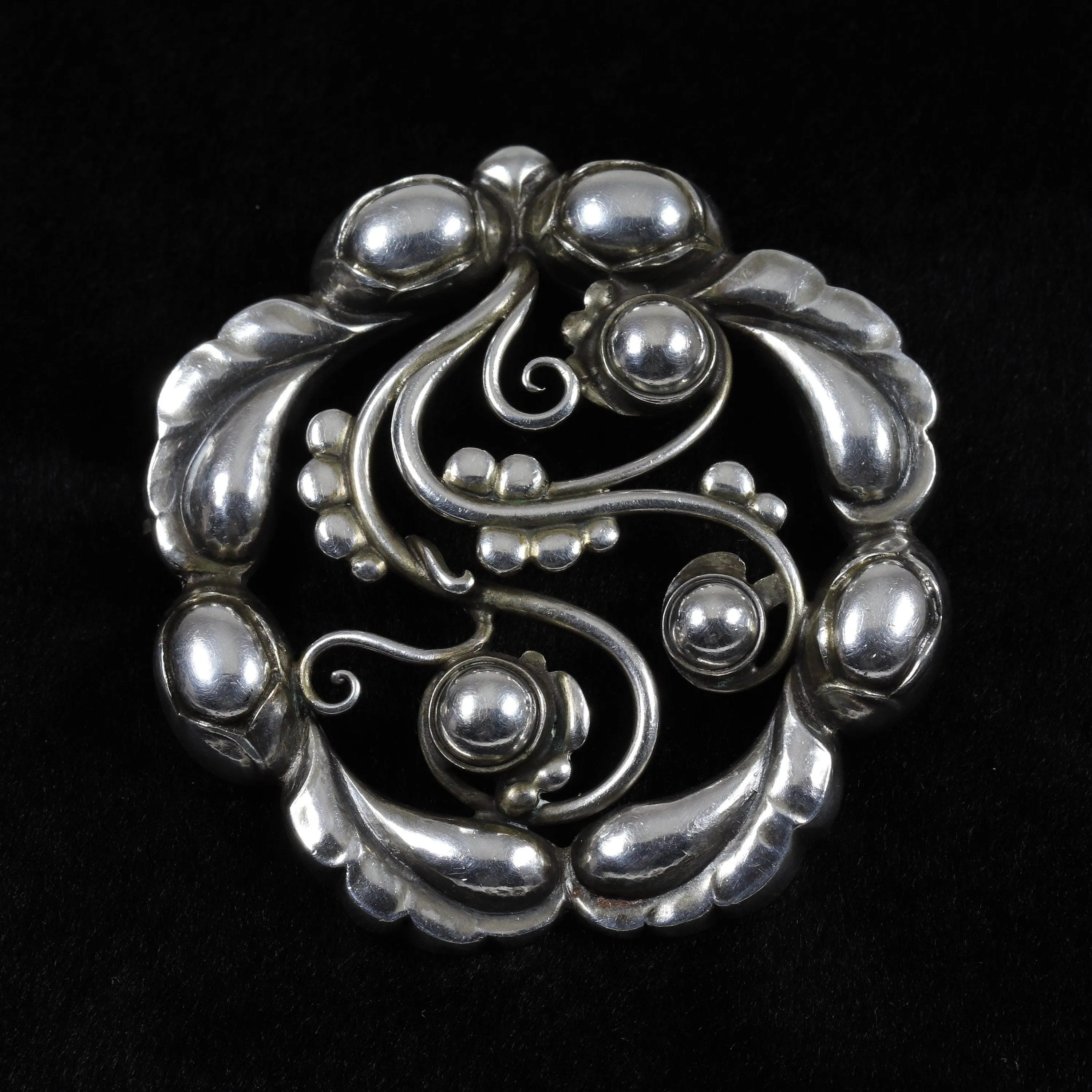 Vintage Georg Jensen Jewelry | Moonlight Blossom Art Nouveau Brooch 159