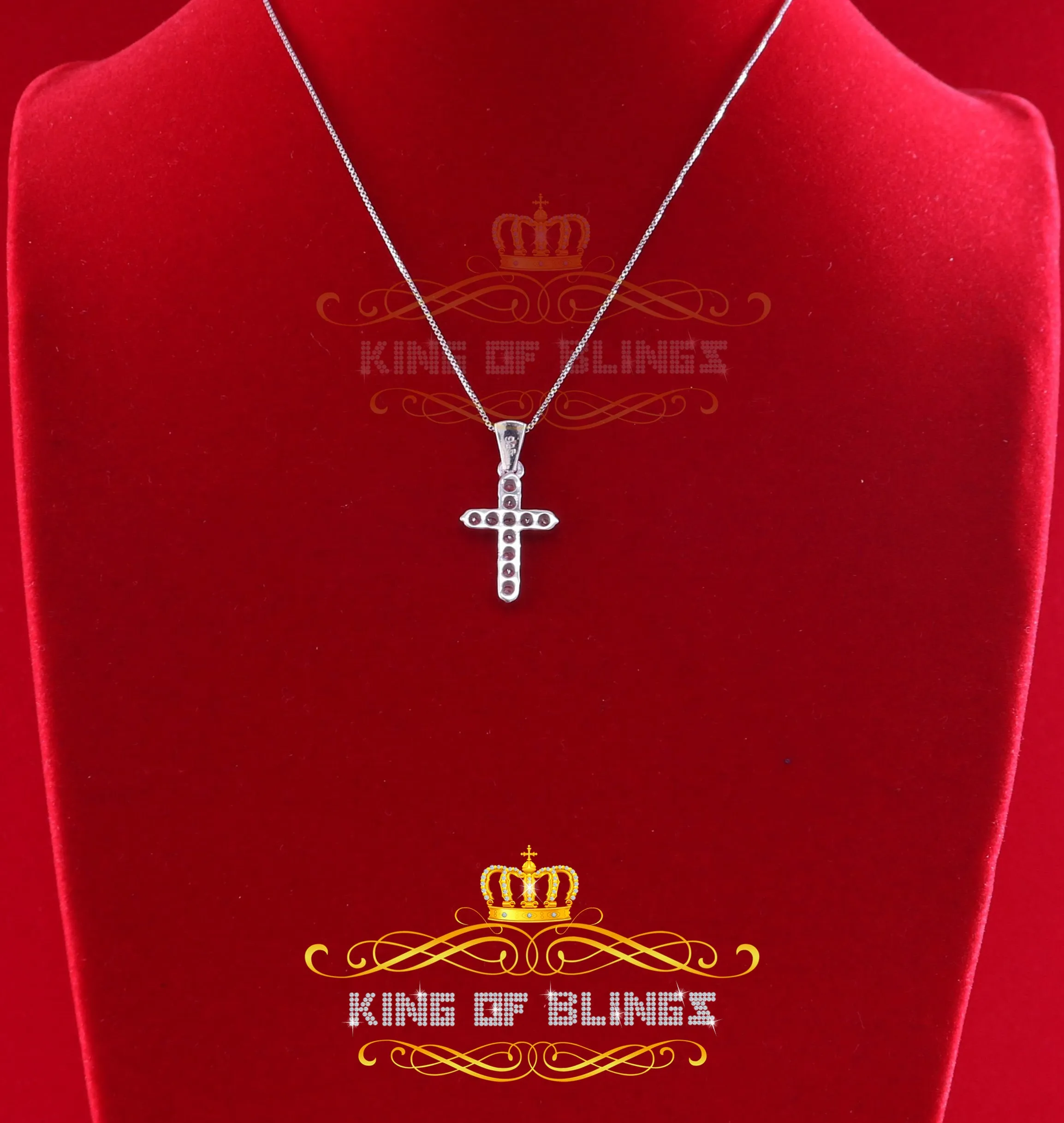 White King of Bling's Sterling Silver CROSS Shape Pendant 1.21ct Cubic Zirconia