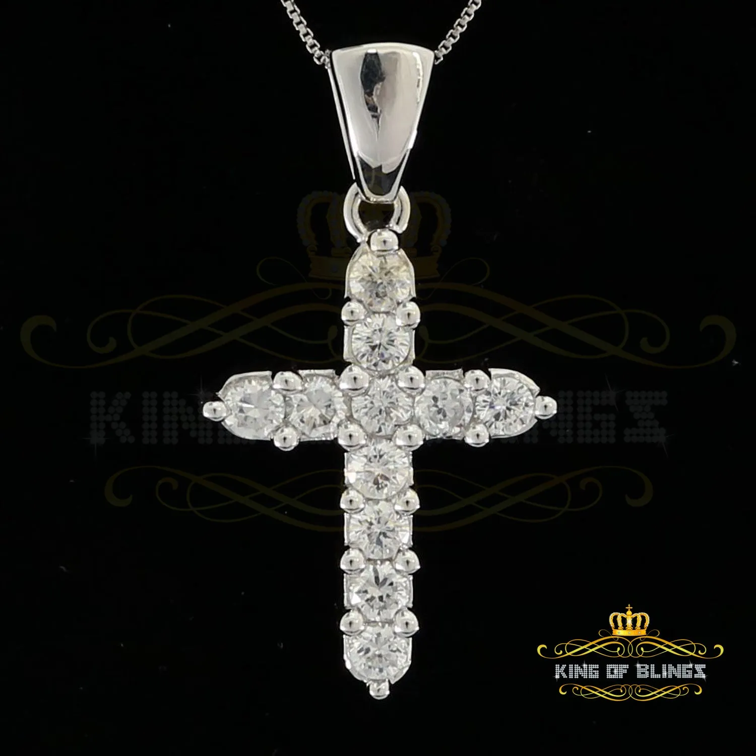 White King of Bling's Sterling Silver CROSS Shape Pendant 1.21ct Cubic Zirconia