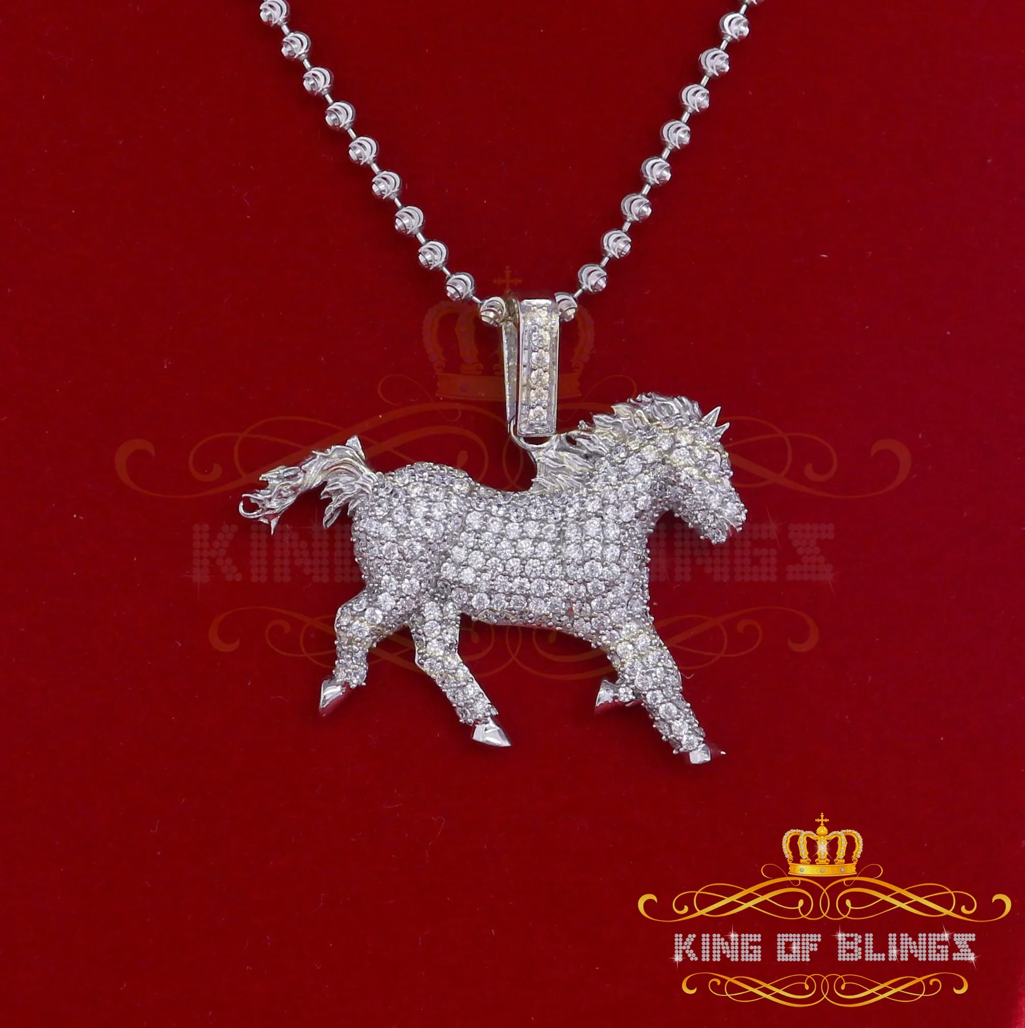 White Special 925 Sterling Silver Horse Shape Pendant with 8.30ct Cubic Zirconia