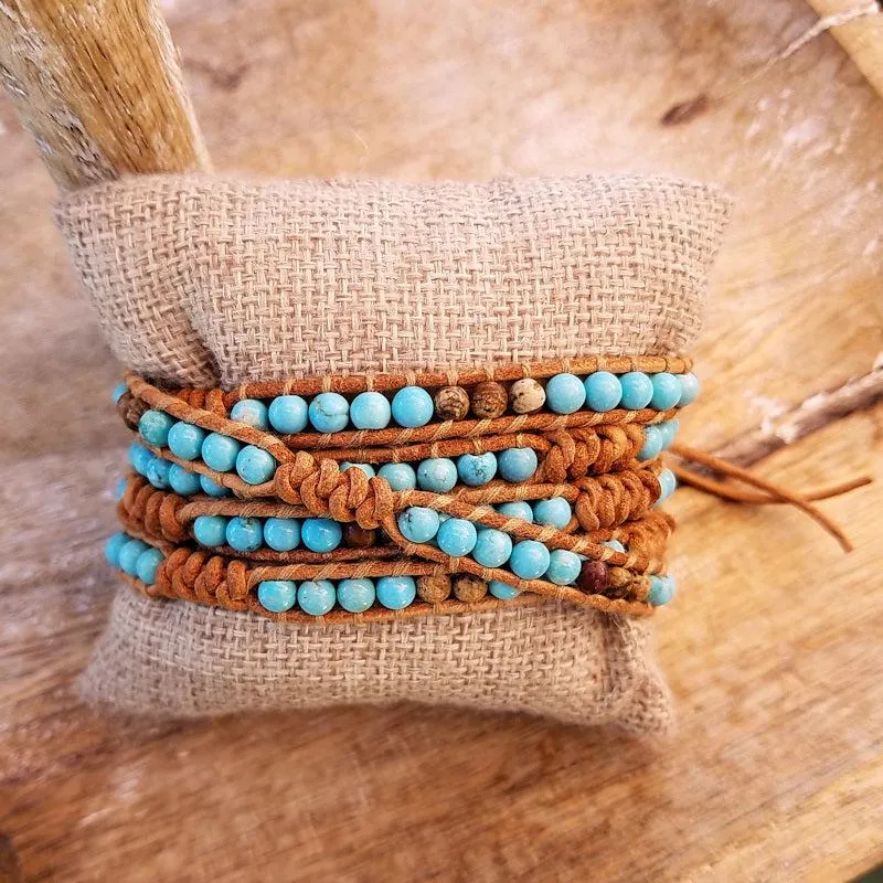 Wrap Bracelet - Magnesite on Leather